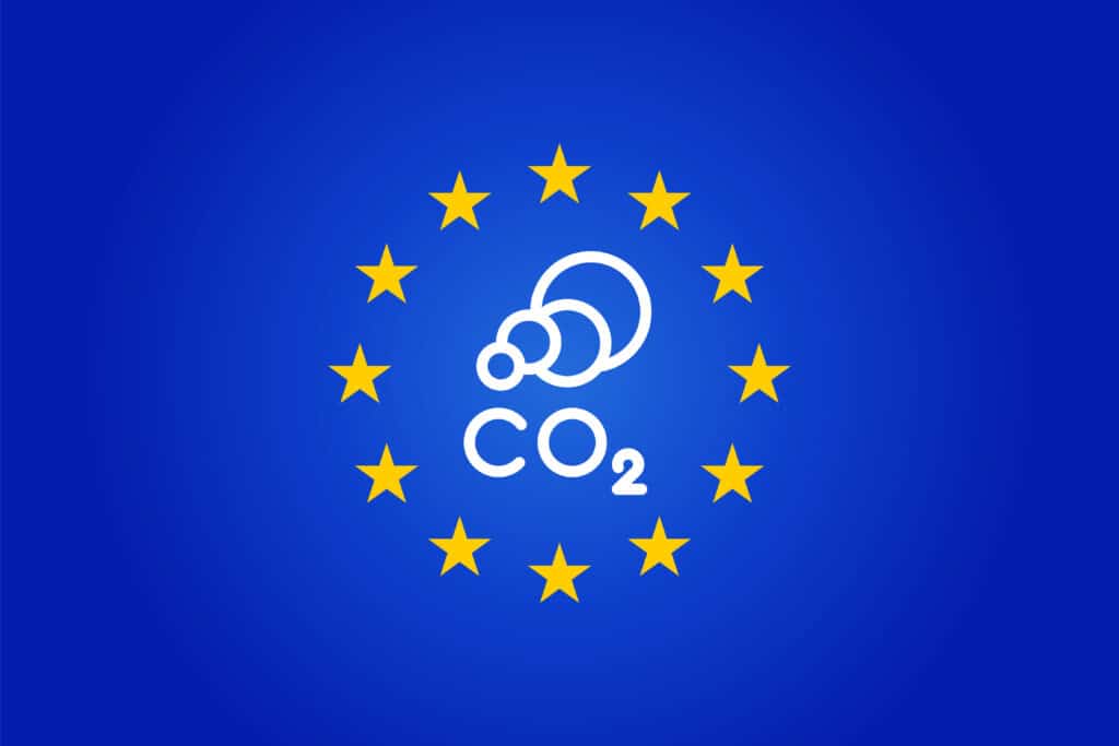 EU flag as symbol for CBAM - Carbon Border Adjustment Mechanism (CBAM)