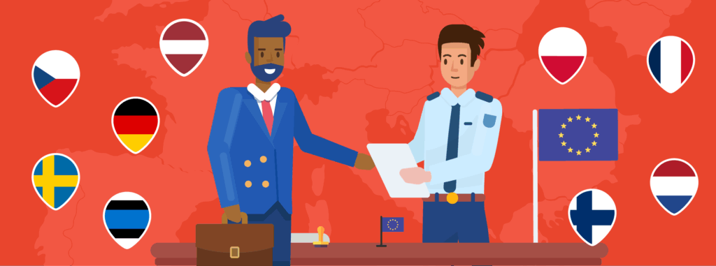 fiscal rep presenting customs documents to an EU officer