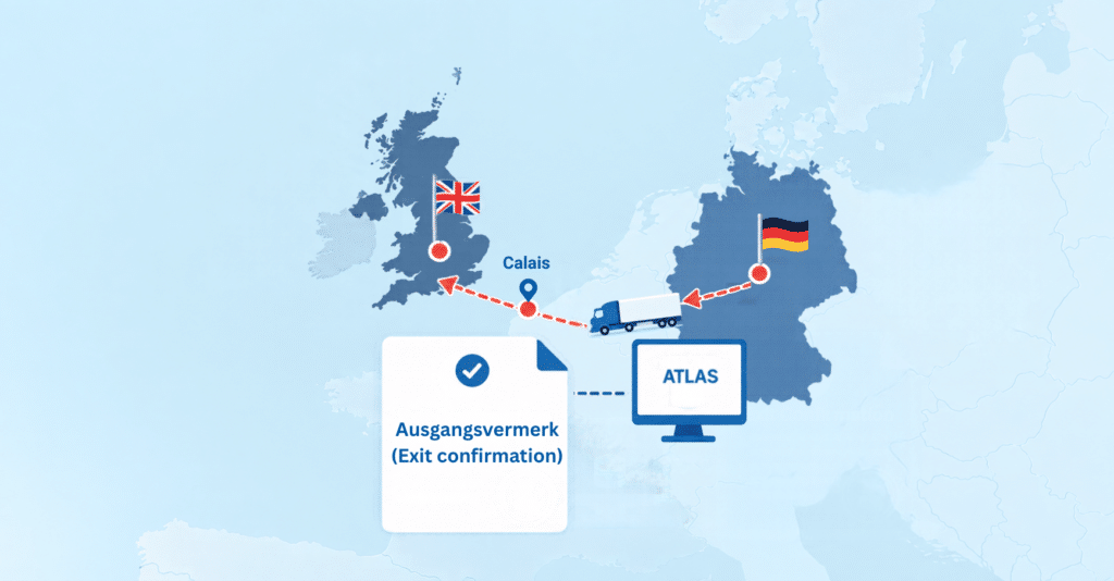 Exporte von Deutschland nach Großbritannien über Calais mit ATLAS und Ausgangsvermerk