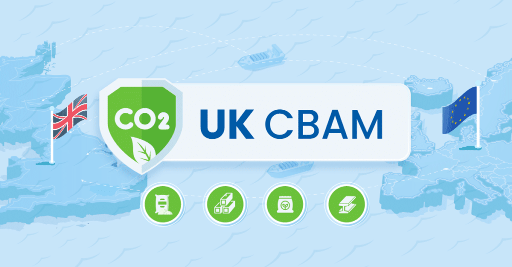 UK CBAM 2027 illustrating carbon border requirements for EU exporters